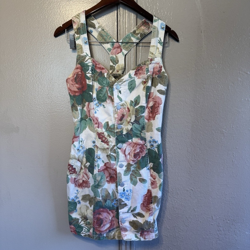 Y2K Bongo Bodycon Floral Dress Juniors 9 Cottagecore Romantic Made In USA